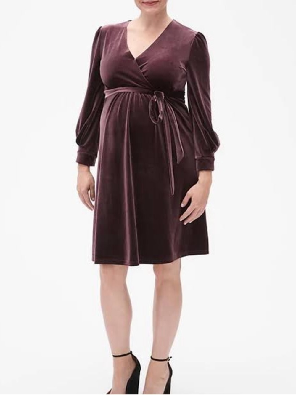 Adorable Goth Maternity Dress GAP Velvet Wrap Dress - Plum